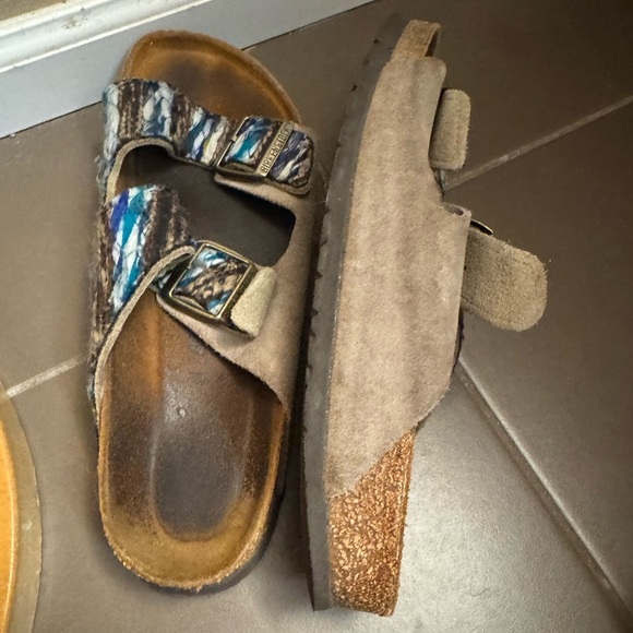 RARE BIRKENSTOCK  Size 41 U.S. Women's 10 Men's 8 Taupe Arizona Boho Yarn Multi - Picture 12 of 17